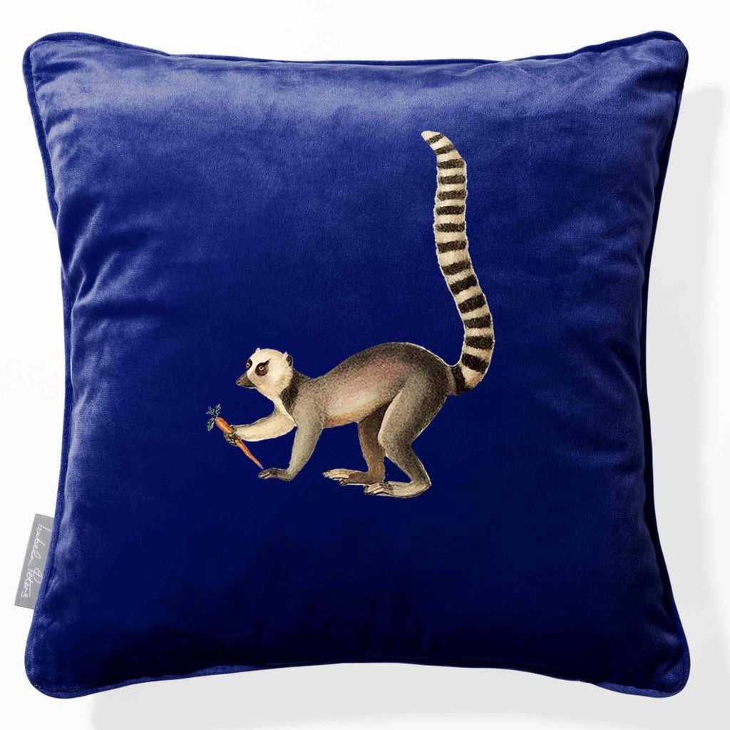 Lemur | Sustainable Velvet Cushion - Midnight 40 x 40 cm Piped by Izabela Peters