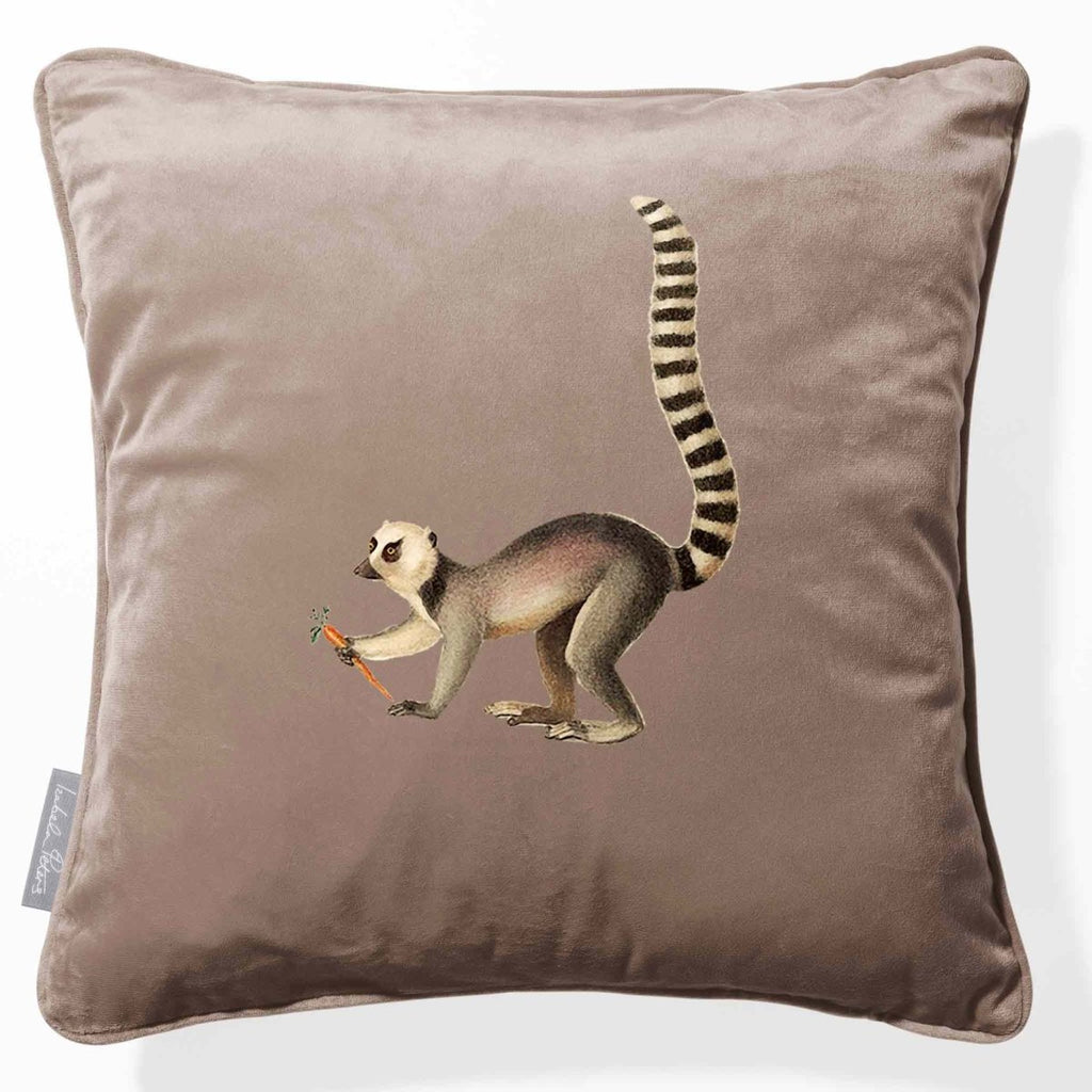 Lemur | Sustainable Velvet Cushion - Dovedale Stone 40 x 40 cm Piped by Izabela Peters