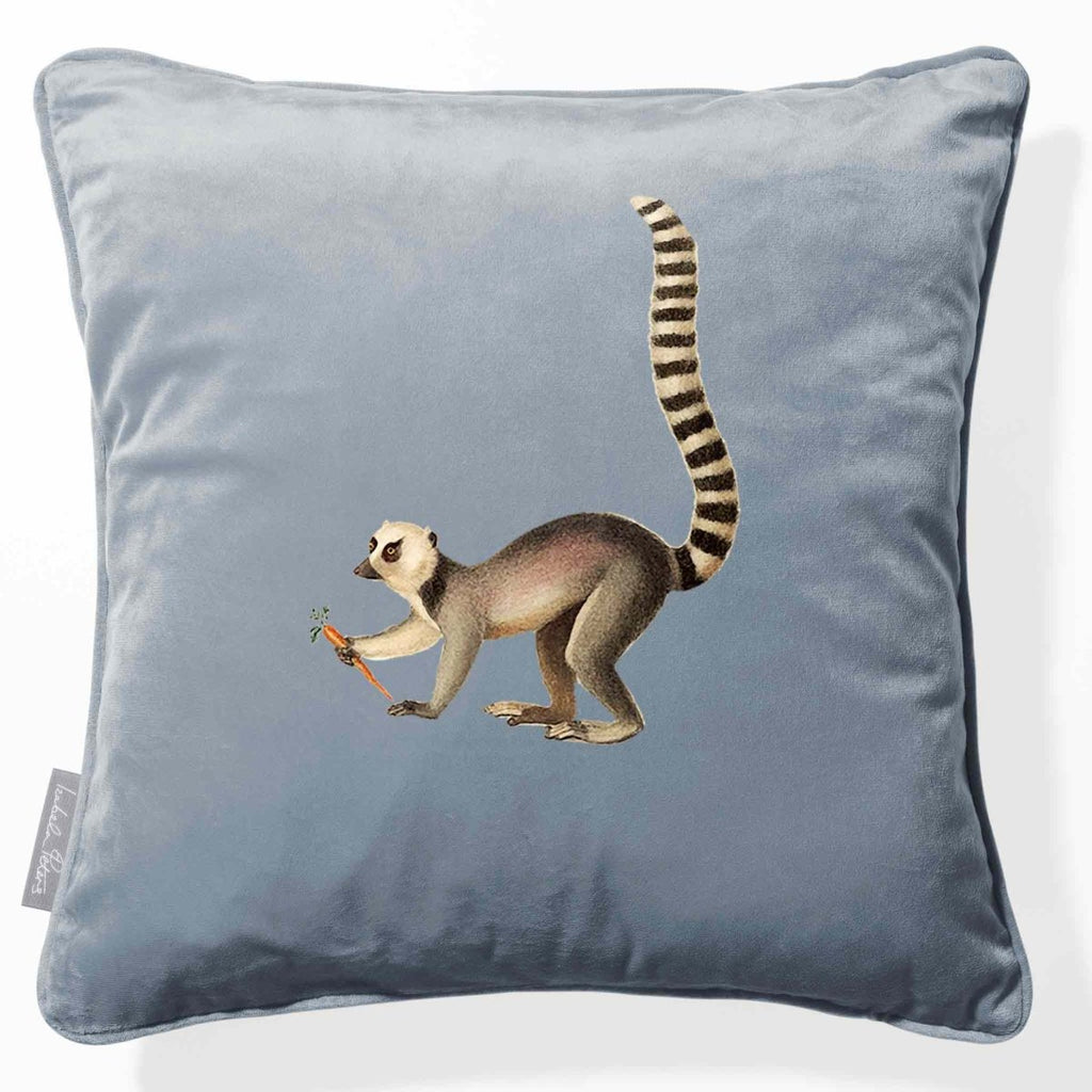 Lemur | Sustainable Velvet Cushion - French Grey 40 x 40 cm Piped by Izabela Peters
