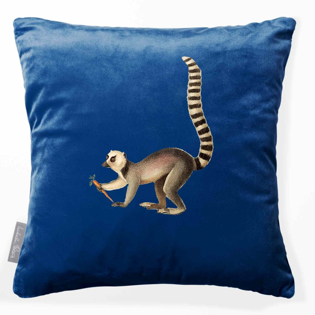 Lemur | Sustainable Velvet Cushion - Estate Blue 40 x 40 cm Smooth by Izabela Peters