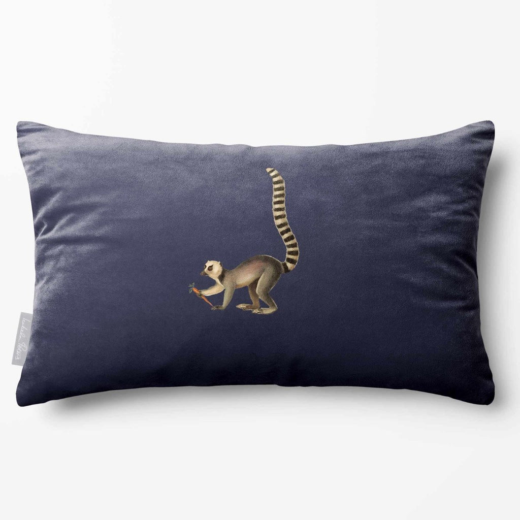 Lemur | Sustainable Velvet Rectangle Cushion - Graphite 50 x 30 cm Standard by Izabela Peters