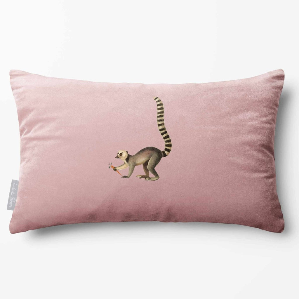 Lemur | Sustainable Velvet Rectangle Cushion - Rosewater 50 x 30 cm Standard by Izabela Peters