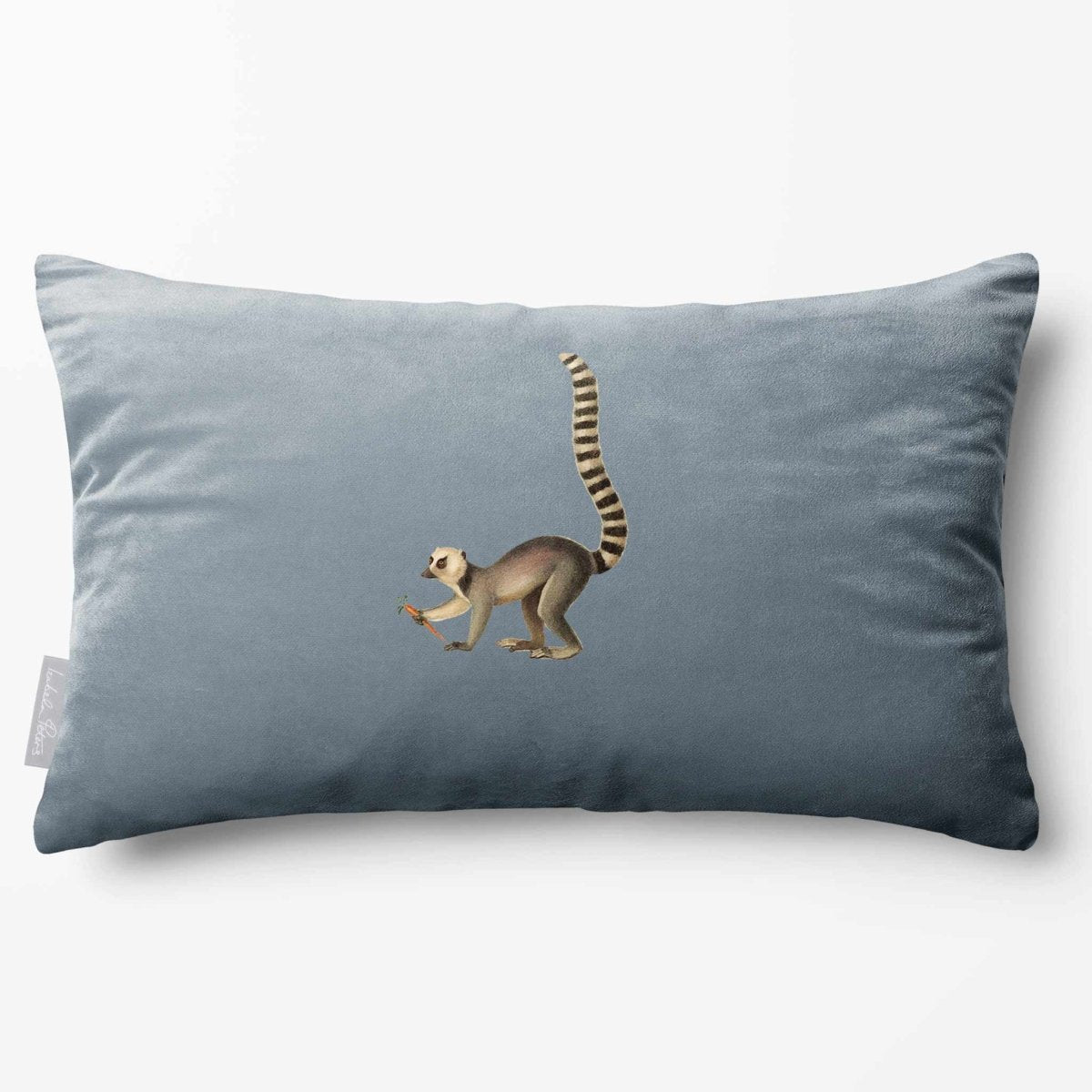 Lemur | Sustainable Velvet Rectangle Cushion - French Grey 50 x 30 cm Standard by Izabela Peters