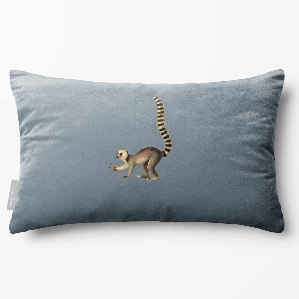 Lemur | Sustainable Velvet Rectangle Cushion - French Grey 50 x 30 cm Standard by Izabela Peters