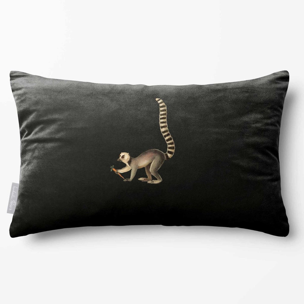 Lemur | Sustainable Velvet Rectangle Cushion - Charcoal 50 x 30 cm Standard by Izabela Peters