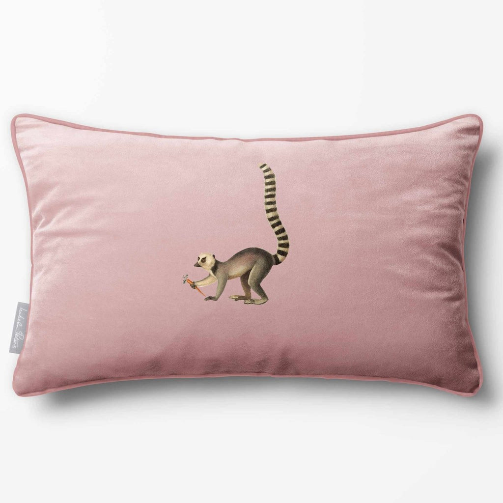 Lemur | Sustainable Velvet Rectangle Cushion - Rosewater 50 x 30 cm Piped by Izabela Peters
