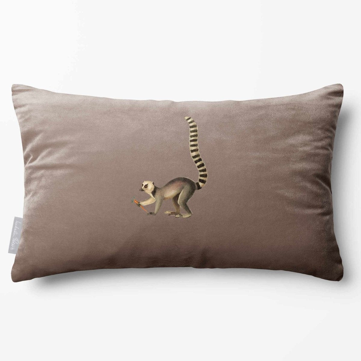 Lemur | Sustainable Velvet Rectangle Cushion - Dovedale Stone 50 x 30 cm Standard by Izabela Peters