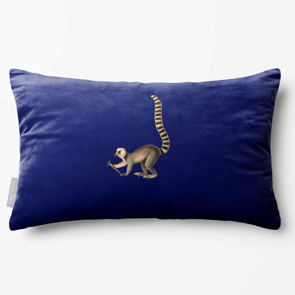 Lemur | Sustainable Velvet Rectangle Cushion - Midnight 50 x 30 cm Standard by Izabela Peters