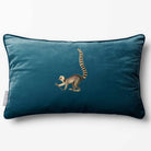 Lemur | Sustainable Velvet Rectangle Cushion - Teal 50 x 30 cm Piped by Izabela Peters