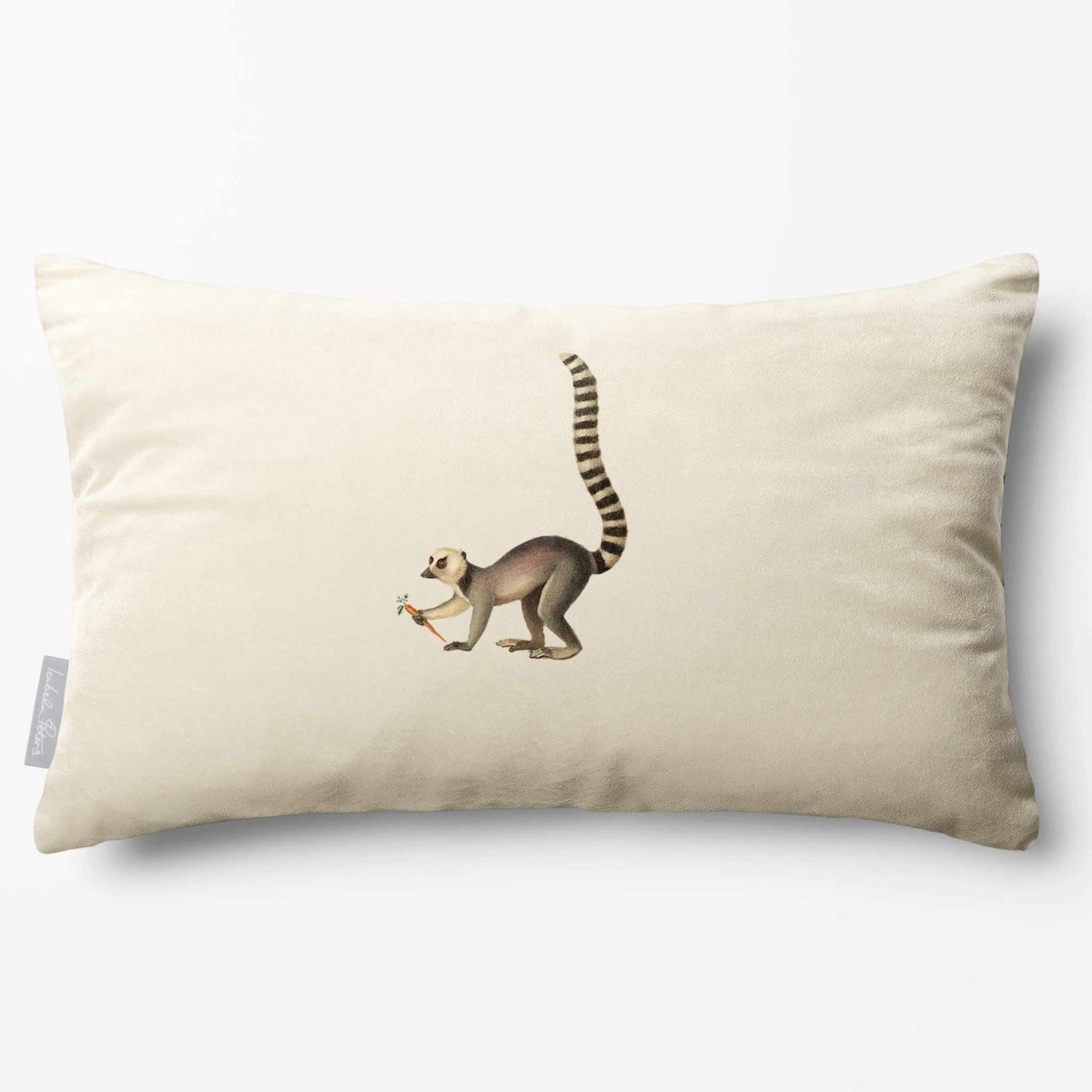 Lemur | Sustainable Velvet Rectangle Cushion - Ivory Cream 50 x 30 cm Standard by Izabela Peters