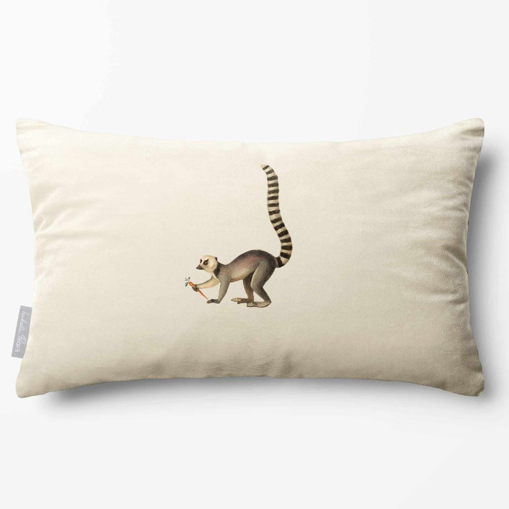 Lemur | Sustainable Velvet Rectangle Cushion - Ivory Cream 50 x 30 cm Standard by Izabela Peters