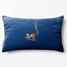 Lemur | Sustainable Velvet Rectangle Cushion - Estate Blue 50 x 30 cm Standard by Izabela Peters