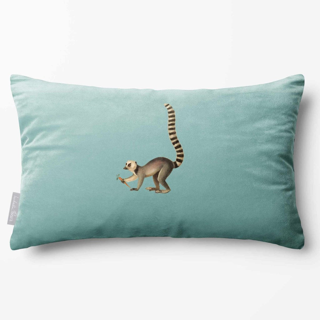 Lemur | Sustainable Velvet Rectangle Cushion - Blue Surf 50 x 30 cm Standard by Izabela Peters