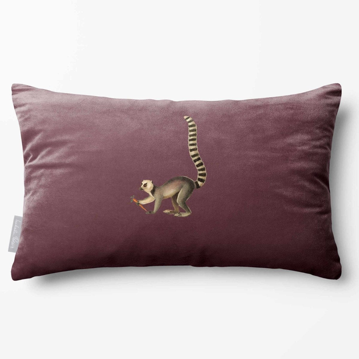 Lemur | Sustainable Velvet Rectangle Cushion - Italian Grape 50 x 30 cm Standard by Izabela Peters
