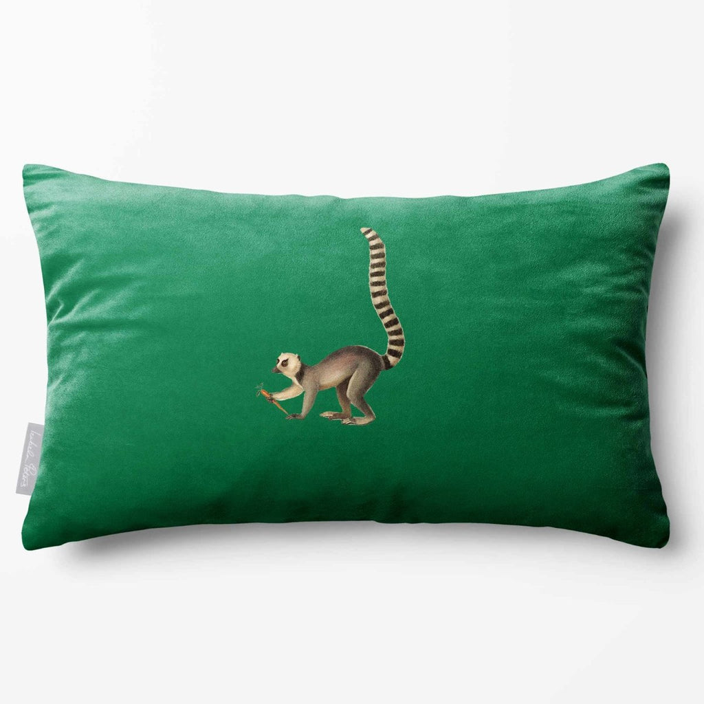 Lemur | Sustainable Velvet Rectangle Cushion - Emerald Green 50 x 30 cm Standard by Izabela Peters