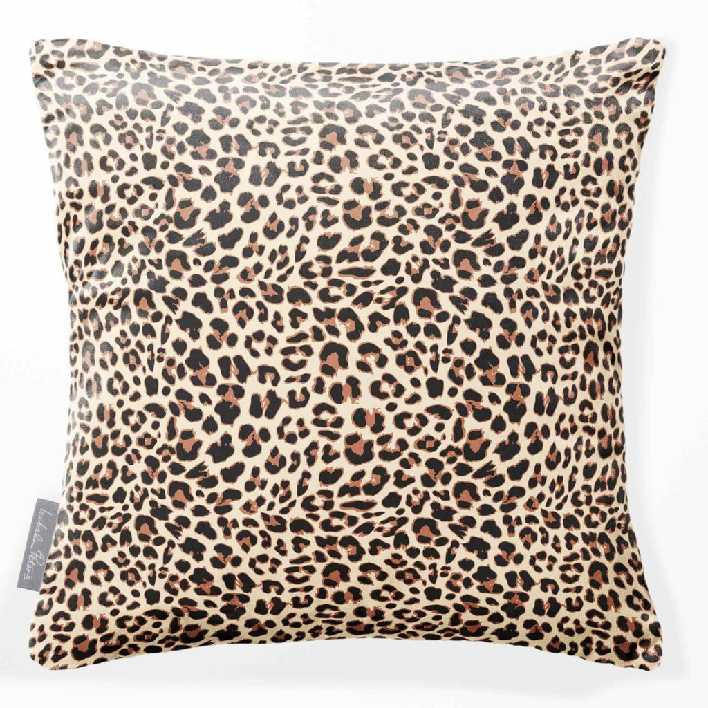 Leopard Print | Sustainable Velvet Cushion - Cream 40 x 40 cm Standard by Izabela Peters