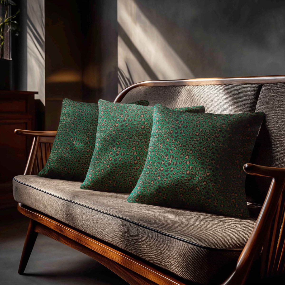 Leopard Print | Sustainable Velvet Cushion - Emerald Green 40 x 40 cm Standard by Izabela Peters