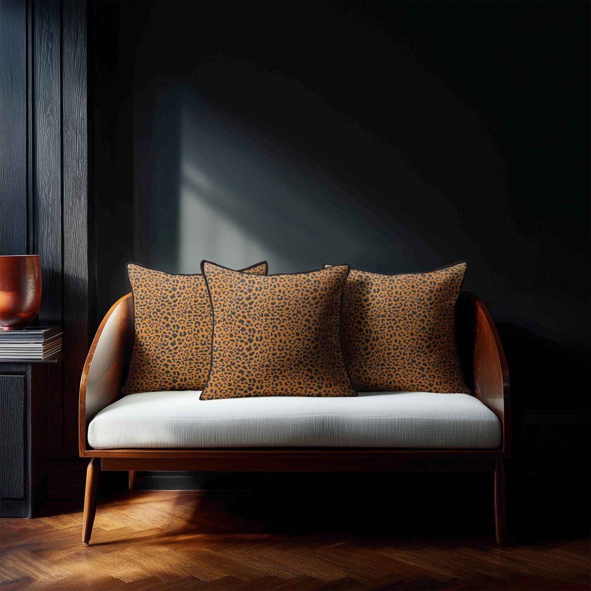 Leopard Print | Sustainable Velvet Cushion - Orange 40 x 40 cm Piped by Izabela Peters