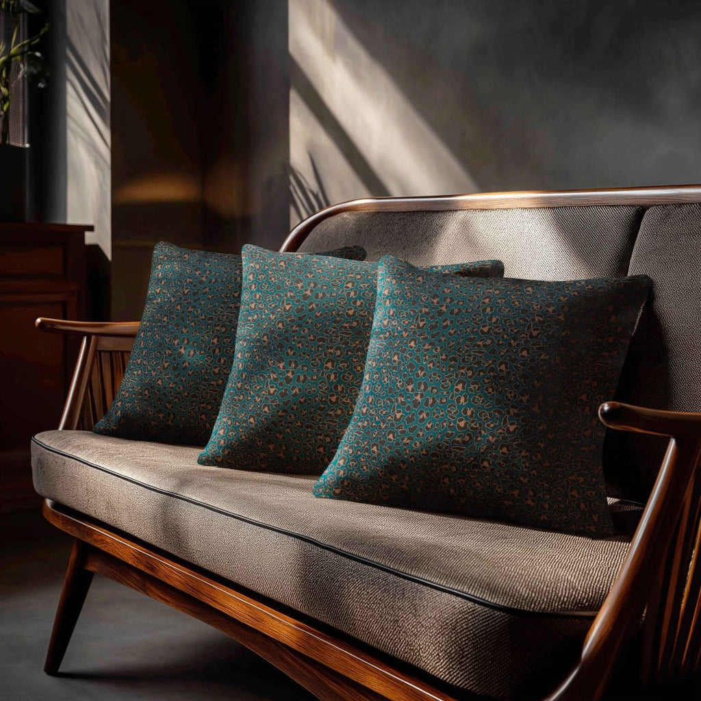 Leopard Print | Sustainable Velvet Cushion - Teal 40 x 40 cm Standard by Izabela Peters