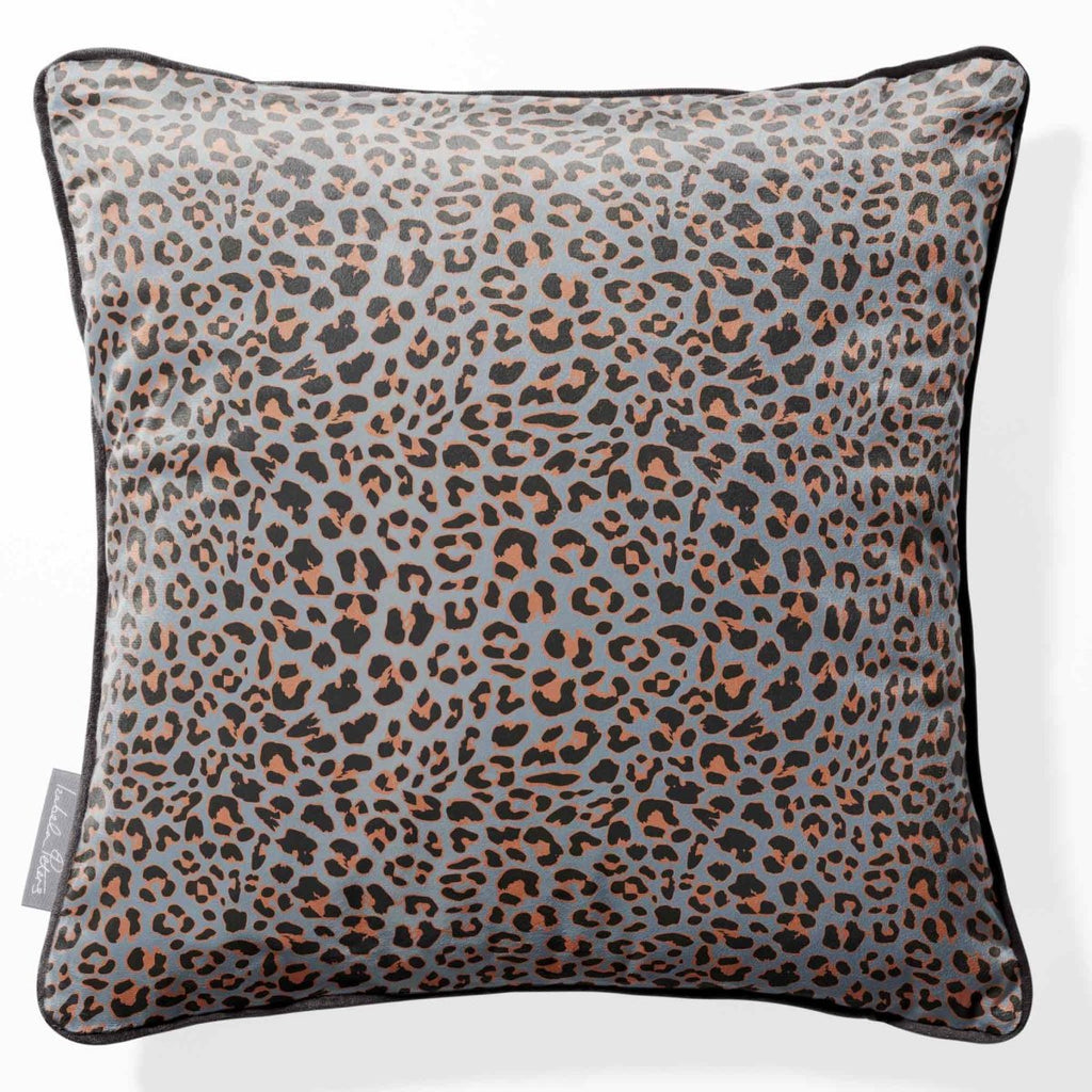 Leopard Print | Sustainable Velvet Cushion - French Grey 40 x 40 cm Piped by Izabela Peters