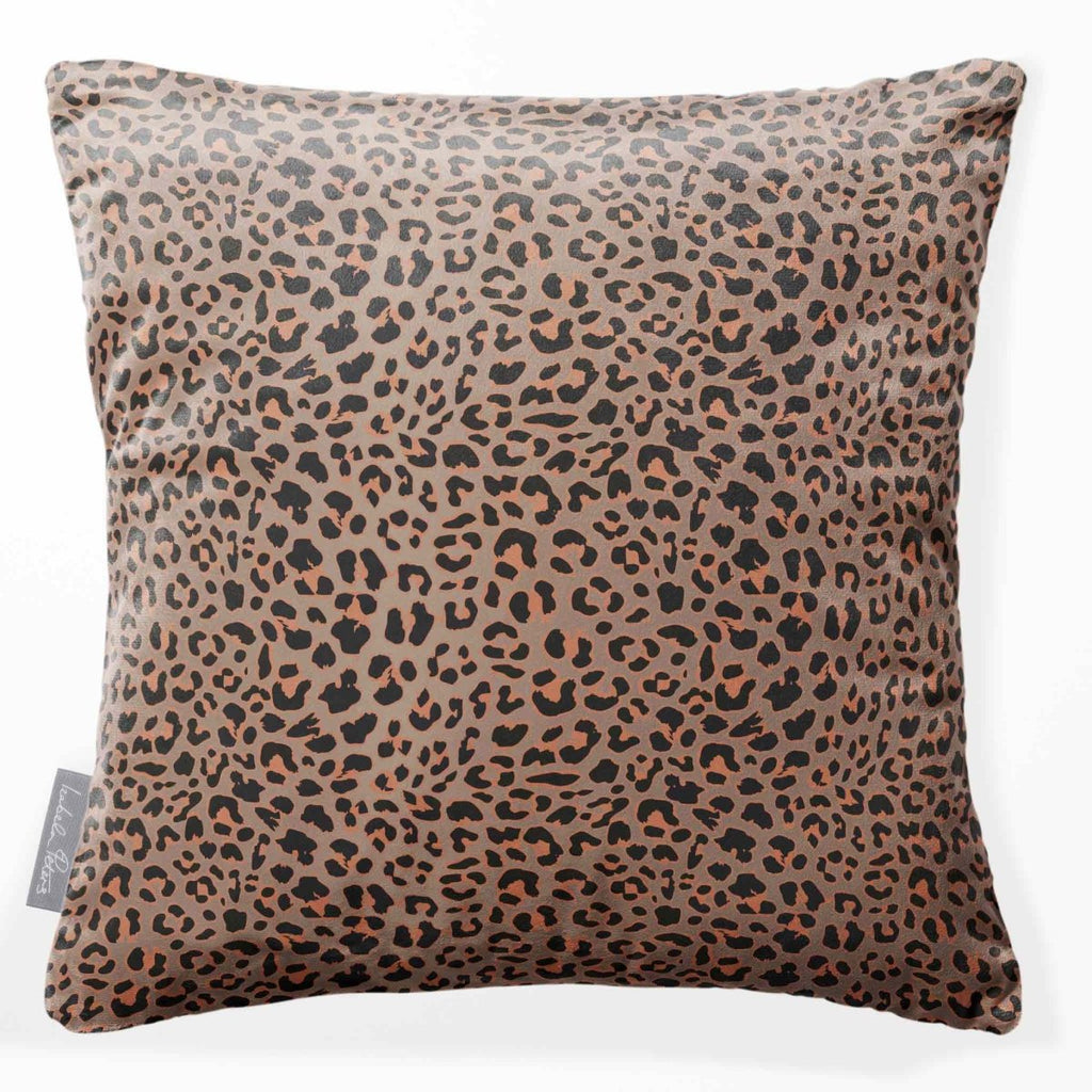 Leopard Print | Sustainable Velvet Cushion - Dovedale Stone 40 x 40 cm Standard by Izabela Peters