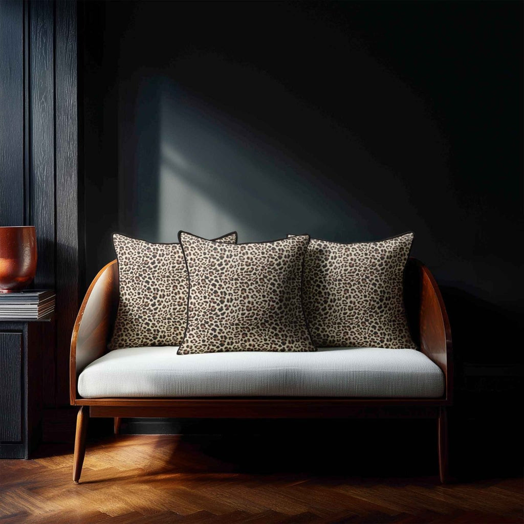 Leopard Print | Sustainable Velvet Cushion - Cream 40 x 40 cm Piped by Izabela Peters