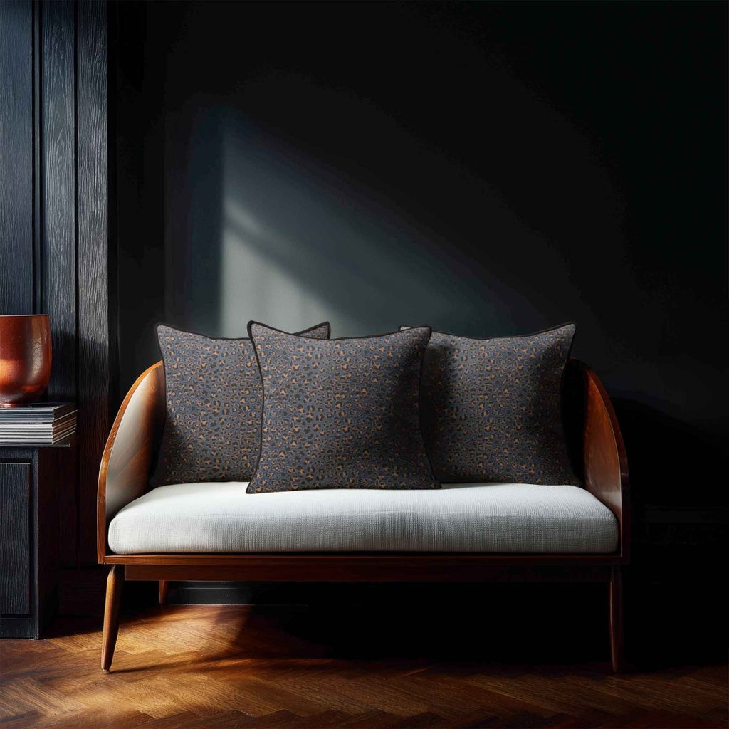 Leopard Print | Sustainable Velvet Cushion - Petrol Blue 40 x 40 cm Piped by Izabela Peters