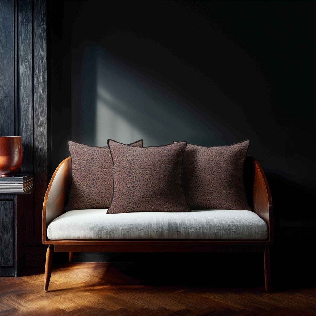 Leopard Print | Sustainable Velvet Cushion - Italian Grape 40 x 40 cm Piped by Izabela Peters