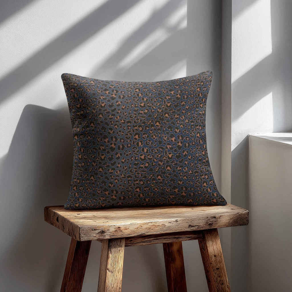 Leopard Print | Sustainable Velvet Cushion - Petrol Blue 40 x 40 cm Standard by Izabela Peters
