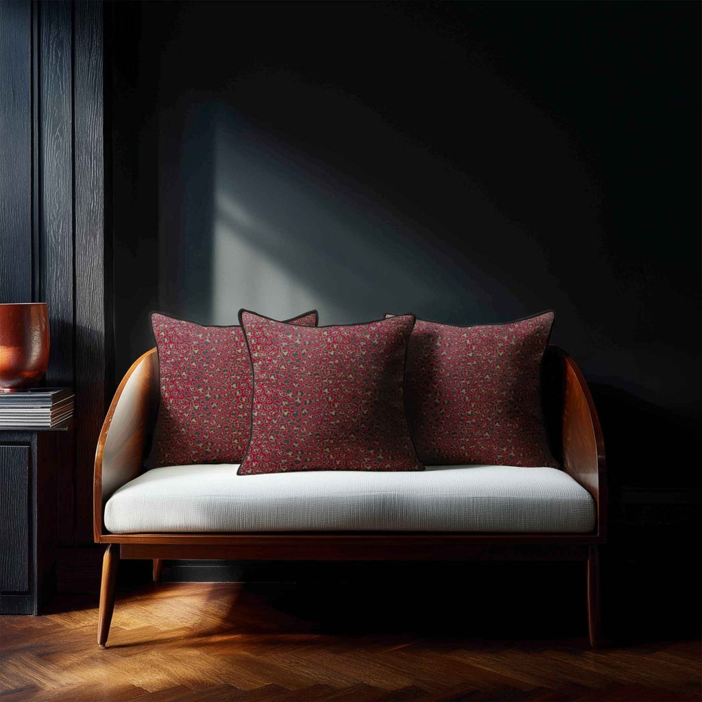 Leopard Print | Sustainable Velvet Cushion - Raspberry Red 40 x 40 cm Piped by Izabela Peters