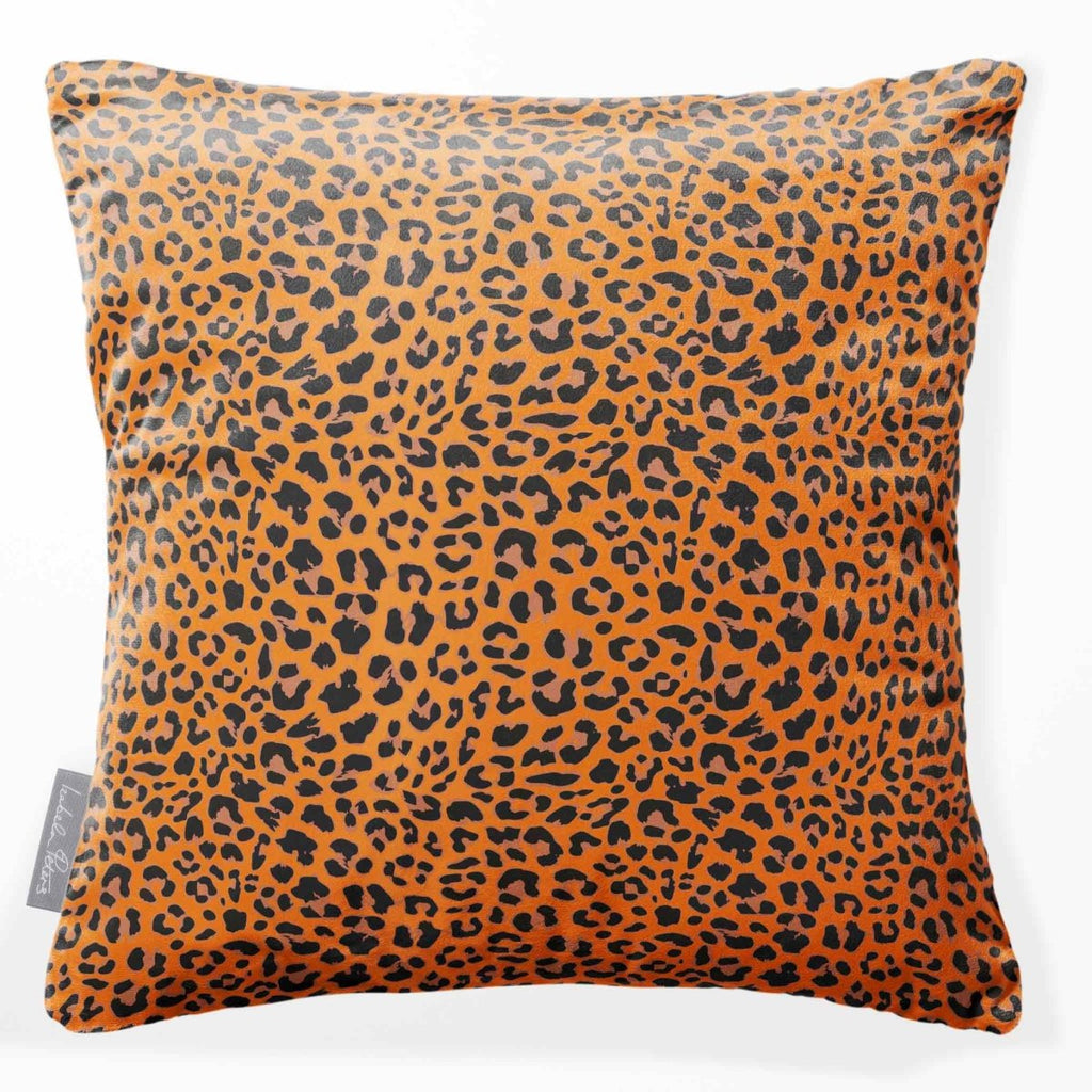 Leopard Print | Sustainable Velvet Cushion - Orange 40 x 40 cm Standard by Izabela Peters