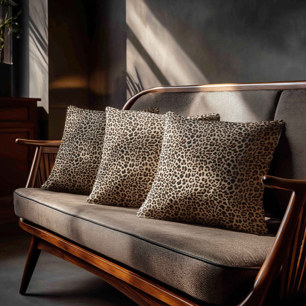 Leopard Print | Sustainable Velvet Cushion - Cream 40 x 40 cm Standard by Izabela Peters