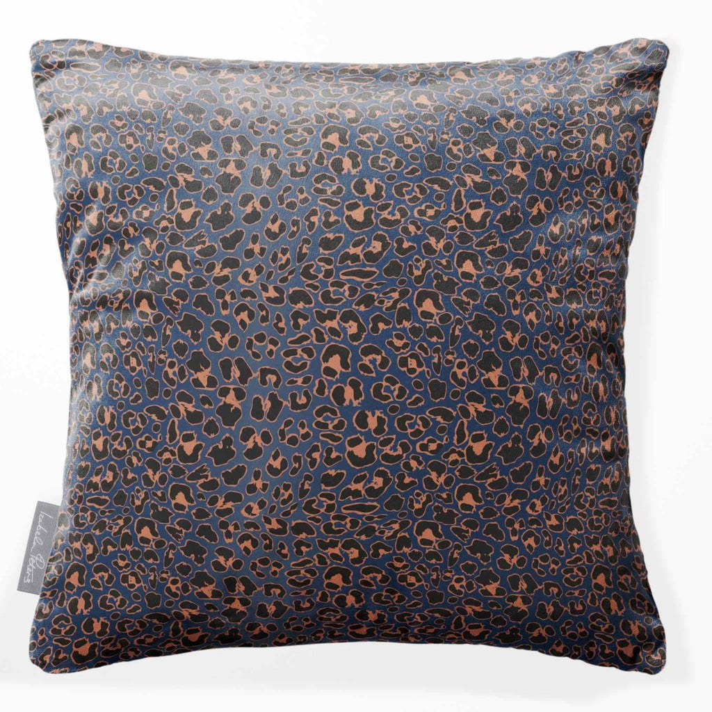 Leopard Print | Sustainable Velvet Cushion - Petrol Blue 40 x 40 cm Standard by Izabela Peters