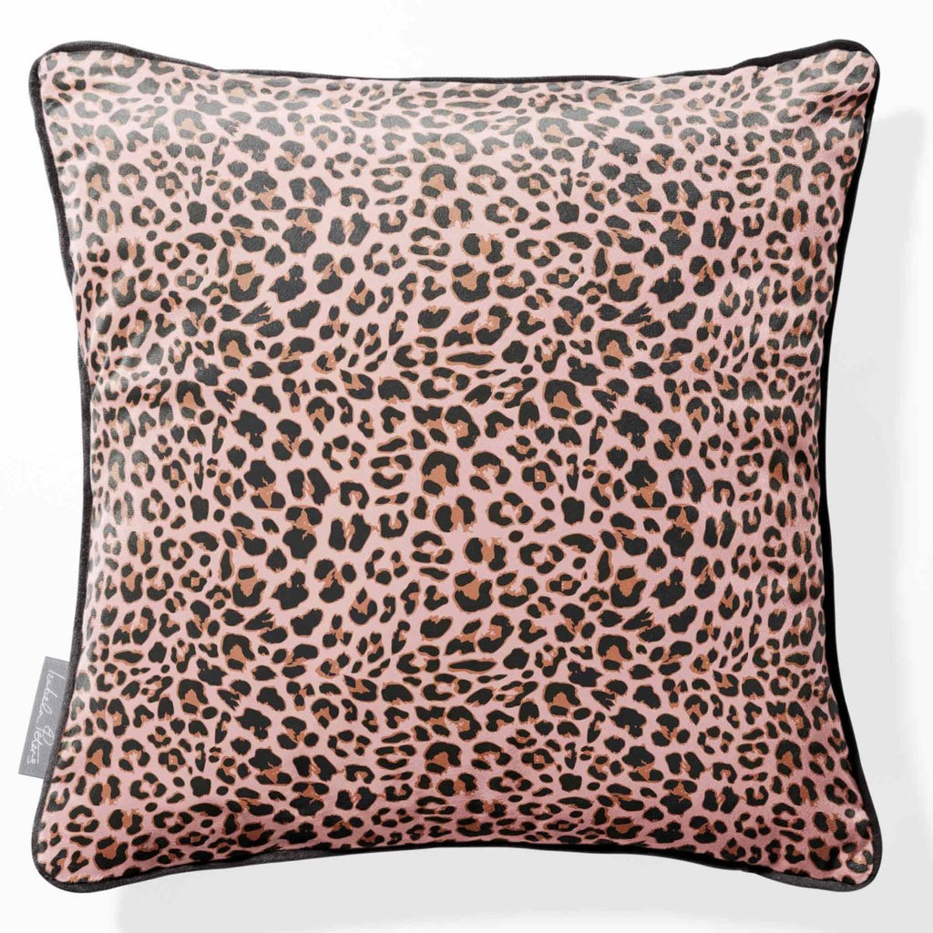 Leopard Print | Sustainable Velvet Cushion - Rosewater 40 x 40 cm Piped by Izabela Peters