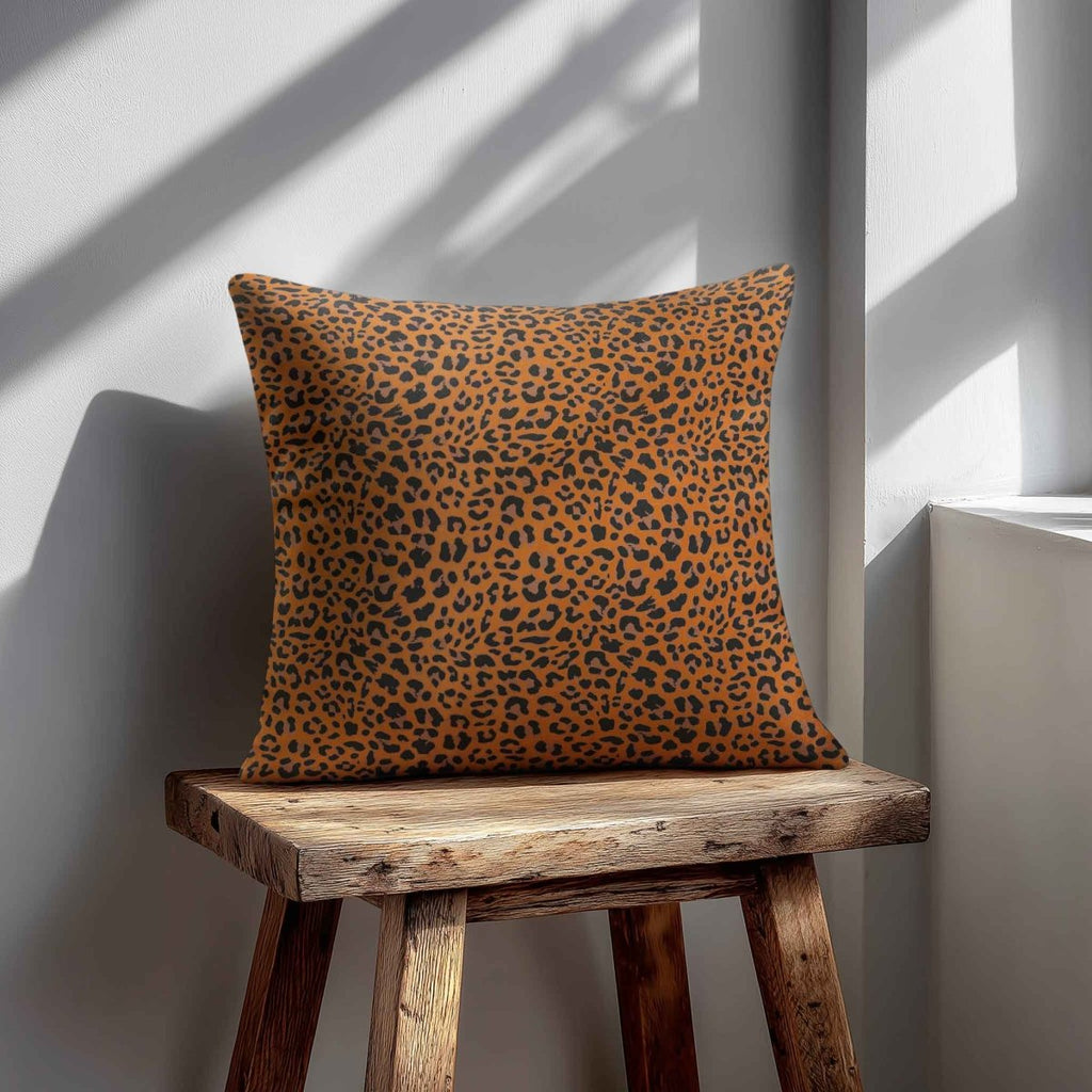 Leopard Print | Sustainable Velvet Cushion - Orange 40 x 40 cm Standard by Izabela Peters