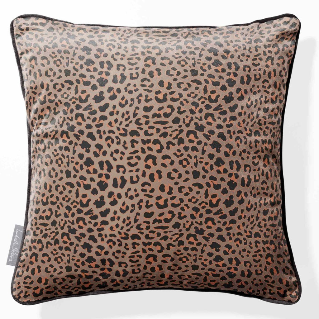 Leopard Print | Sustainable Velvet Cushion - Dovedale Stone 40 x 40 cm Piped by Izabela Peters