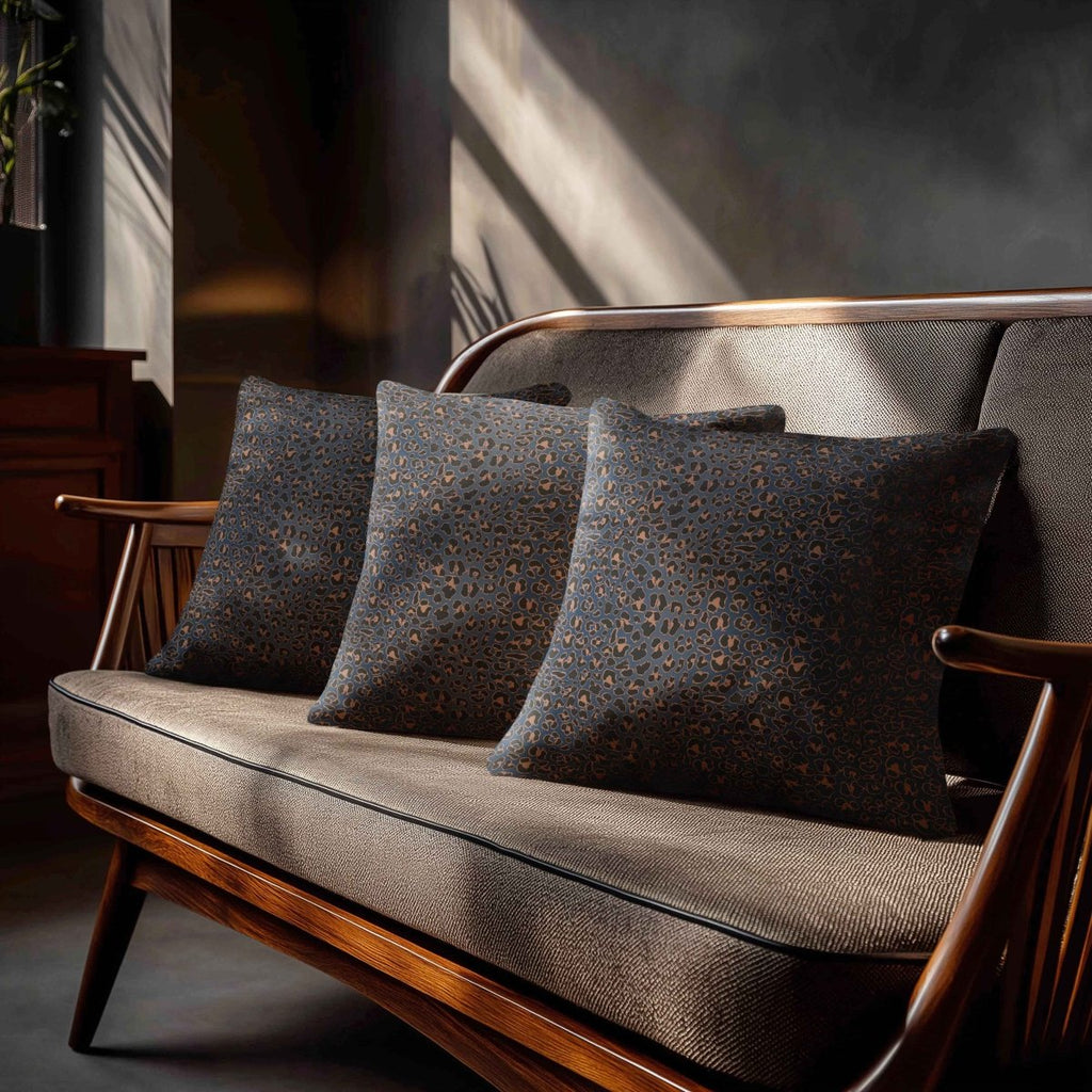 Leopard Print | Sustainable Velvet Cushion - Petrol Blue 40 x 40 cm Standard by Izabela Peters