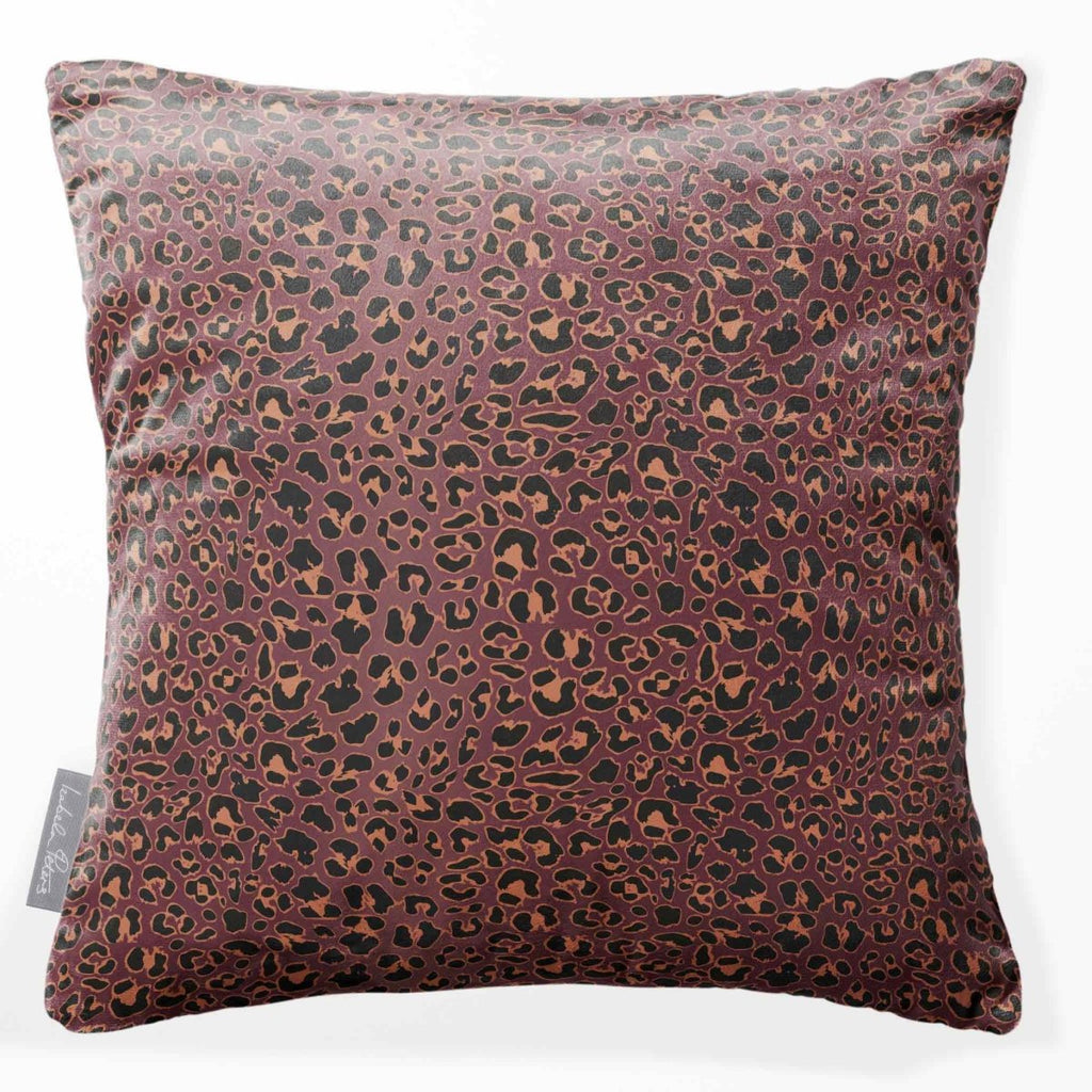 Leopard Print | Sustainable Velvet Cushion - Italian Grape 40 x 40 cm Standard by Izabela Peters