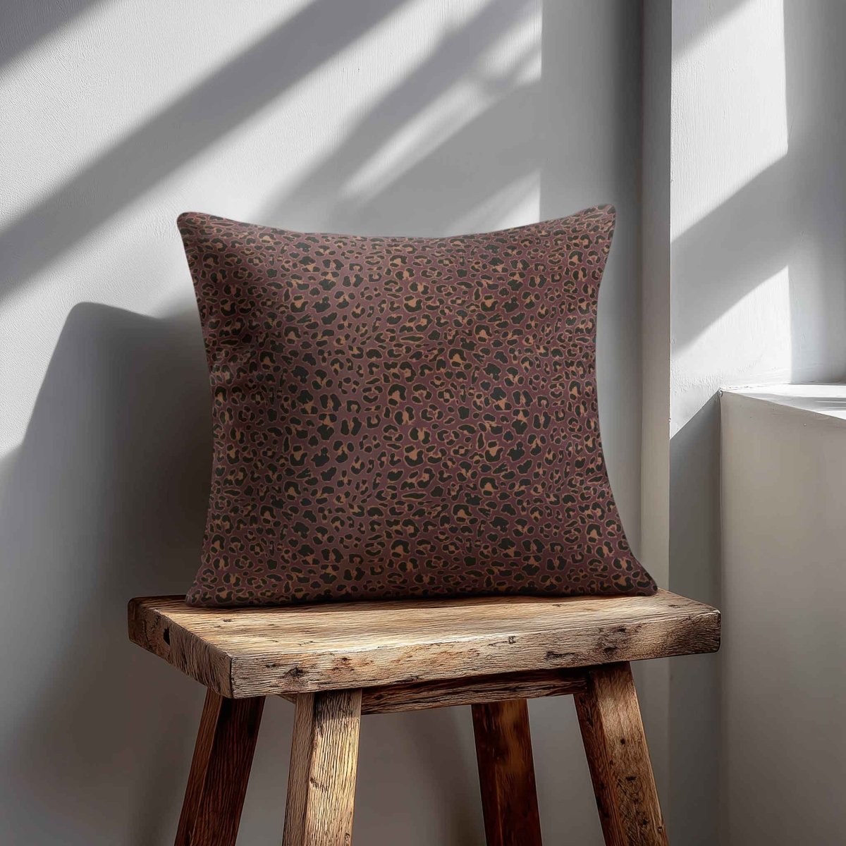 Leopard Print | Sustainable Velvet Cushion - Italian Grape 40 x 40 cm Standard by Izabela Peters
