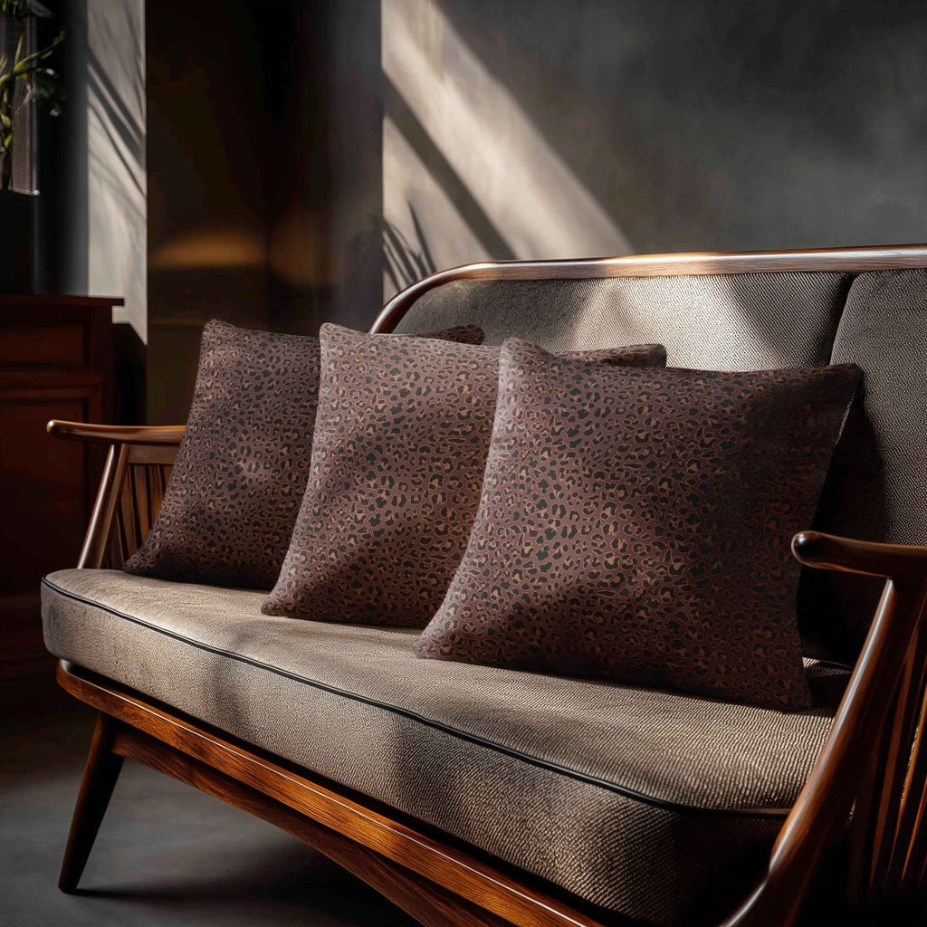 Leopard Print | Sustainable Velvet Cushion - Italian Grape 40 x 40 cm Standard by Izabela Peters