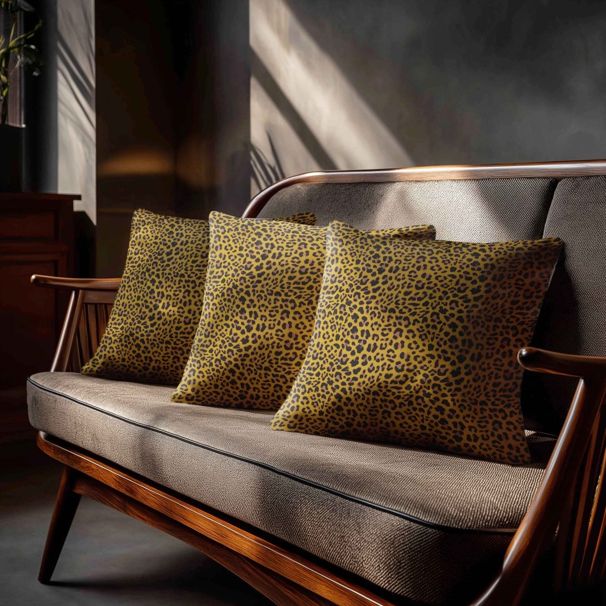 Leopard Print | Sustainable Velvet Cushion - Mustard Ochre 40 x 40 cm Standard by Izabela Peters