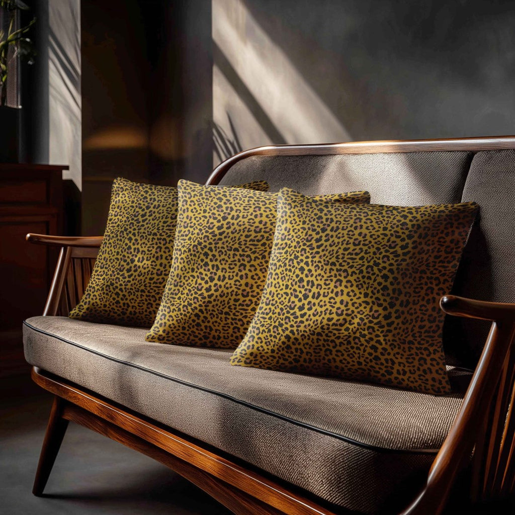 Leopard Print | Sustainable Velvet Cushion - Mustard Ochre 40 x 40 cm Standard by Izabela Peters