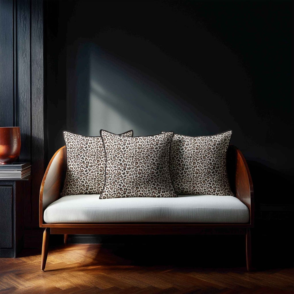 Leopard Print | Sustainable Velvet Cushion - White 40 x 40 cm Piped by Izabela Peters