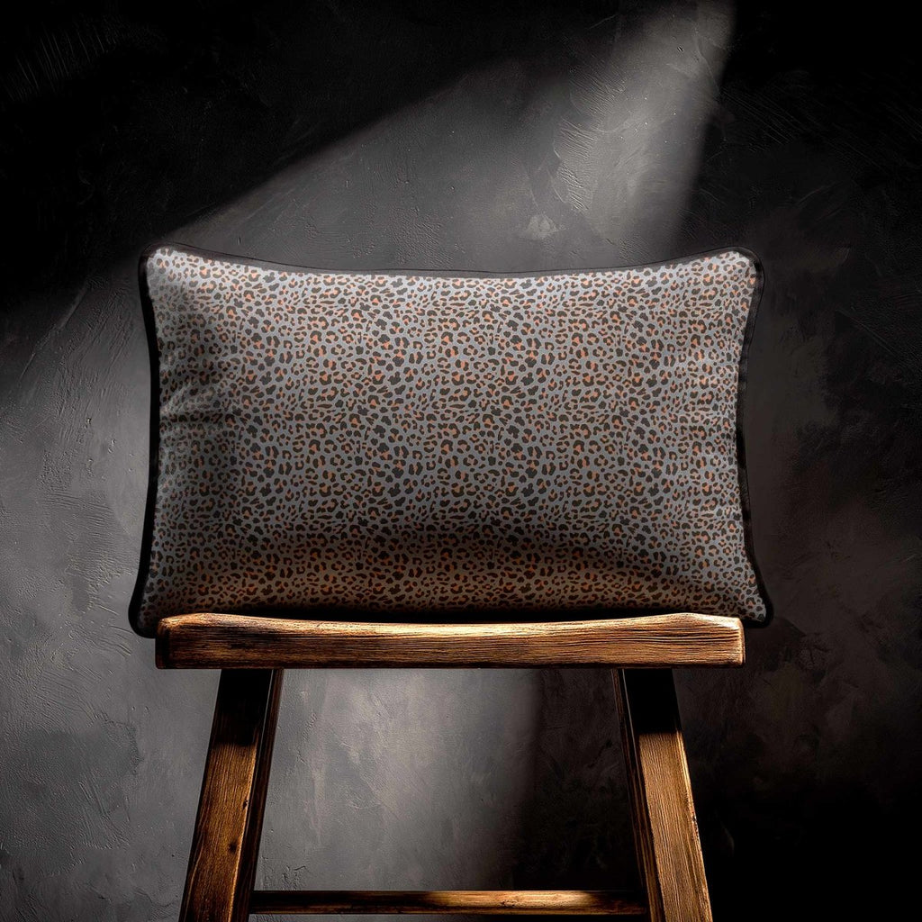 Leopard Print | Sustainable Velvet Rectangle Cushion - French Grey 50 x 30 cm Piped by Izabela Peters