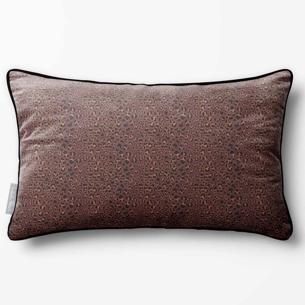 Leopard Print | Sustainable Velvet Rectangle Cushion - Italian Grape 50 x 30 cm Piped by Izabela Peters