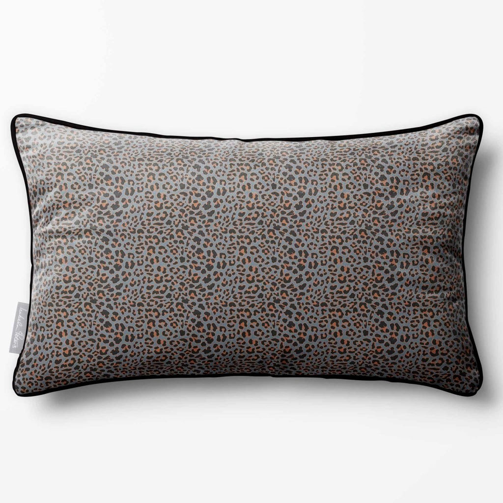 Leopard Print | Sustainable Velvet Rectangle Cushion - French Grey 50 x 30 cm Piped by Izabela Peters