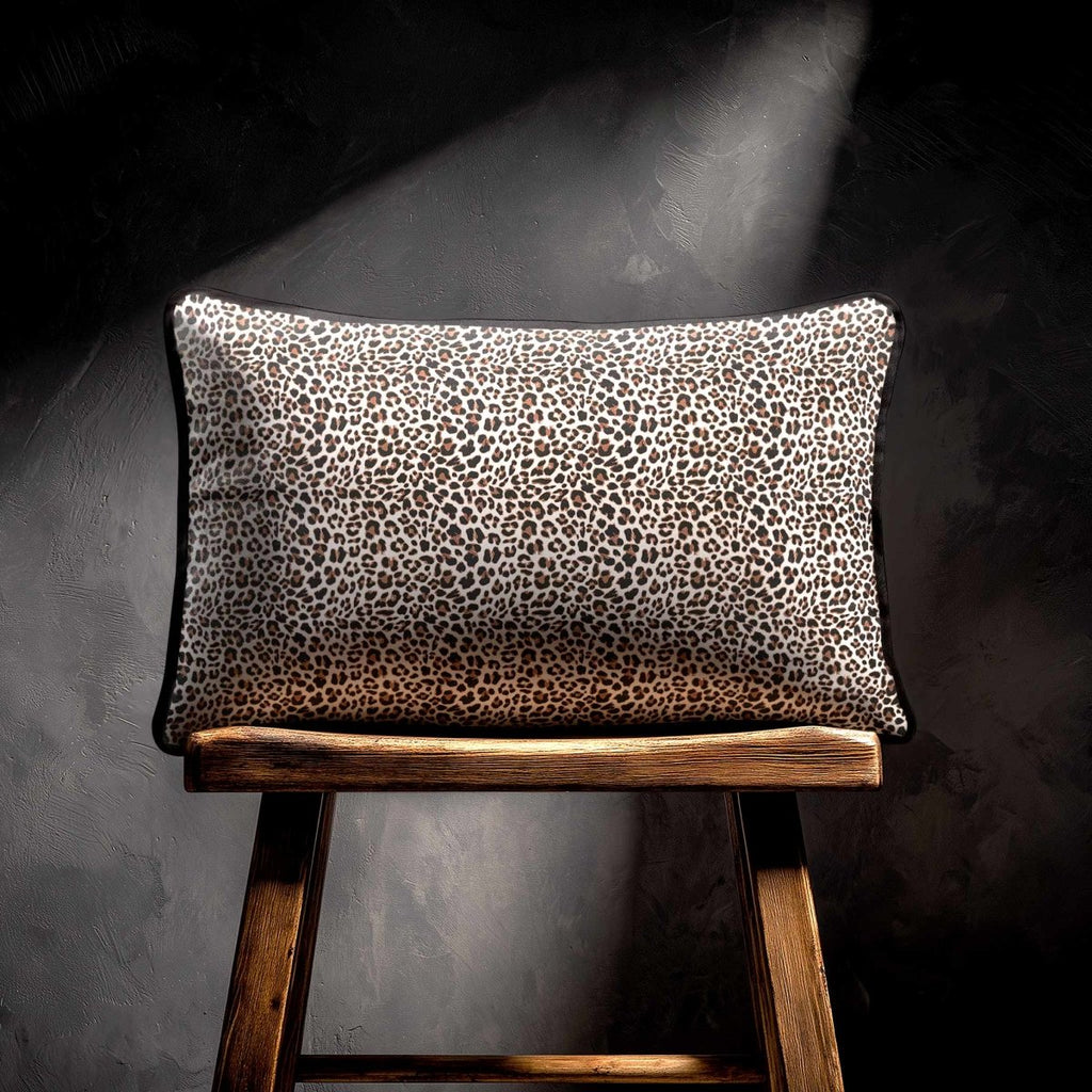 Leopard Print | Sustainable Velvet Rectangle Cushion - White 50 x 30 cm Piped by Izabela Peters