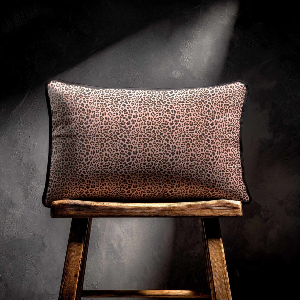 Leopard Print | Sustainable Velvet Rectangle Cushion - Rosewater 50 x 30 cm Piped by Izabela Peters