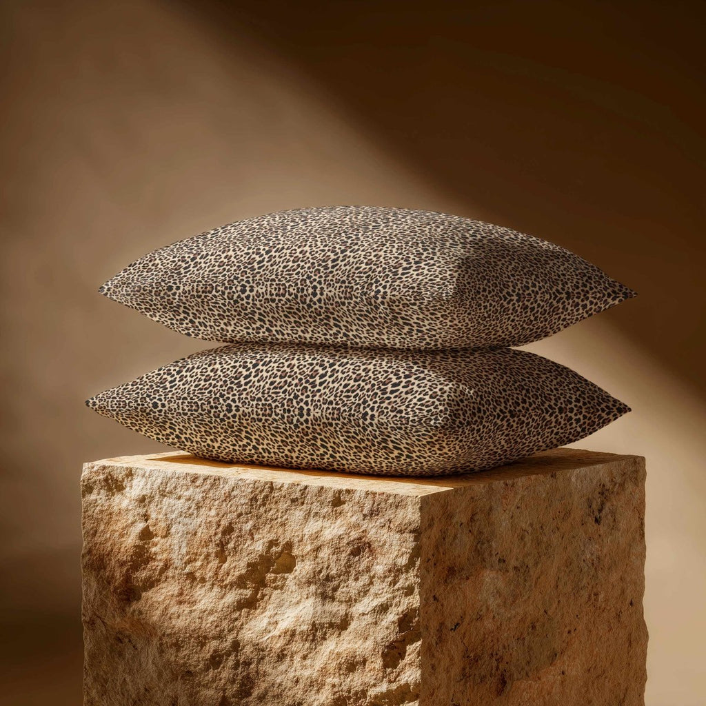 Leopard Print | Sustainable Velvet Rectangle Cushion - Cream 50 x 30 cm Standard by Izabela Peters