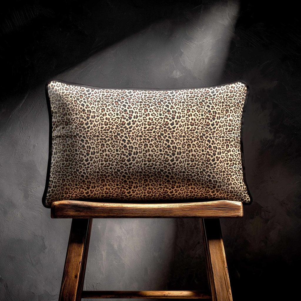 Leopard Print | Sustainable Velvet Rectangle Cushion - Cream 50 x 30 cm Piped by Izabela Peters